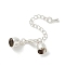 Brass Chain Extender, with Cord Ends and Lobster Claw Clasps, Silver Color Plated, 33mm, Hole: 4.5mm, Cord End: 6x9mm