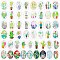 Glass Cabochons, Oval, Cactus Pattern, 25x18x5mm, about 50pcs/bag, 1 bag/box