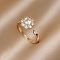 Brass Micro Pave Cubic Zirconia Cuff Rings for Women, Flower, Golden, Clear, US Size 4 1/4~14(15~23mm)