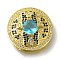 Rack Plating Brass Micro Pave Cubic Zirconia Links, Lead Free & Cadmium Free, Long-Lasting Plated, Flat Round, Sky Blue, Golden, 26x7mm, Hole: 5x1mm