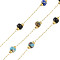 Ion Plating(IP) 304 Stainless Steel Chains, with Natural Regalite, Natural Hypersthene, Natural Lapis Lazuli, with Spool, Unwelded, Golden, 4x2mm