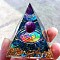 Orgonite Pyramid Resin Display Decorations, with Natural Amethyst Chips Inside, for Home Office Desk, Colorful, 60x60mm