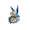 Bird Alloy Rhinestone Brooch, with Enamel, for Clothes Backpack, Blue, 50x33mm
