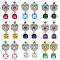 Rack Plating Brass Micro Pave Cubic Zirconia Dangle Stud Earrings, Flower, Mixed Color, 26.5x14.5mm