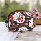 Cat Printed Canvas Cloth Zipper Wallets Purse for Women, Prussian Blue, 9x11x2.5cm