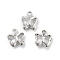 Glass Charms, Butterfly, with Brass Findings, Long-Lasting Plated, Platinum, Clear, 8.5x7x2mm, Hole: 1mm