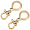 1Pc Brass D Ring Screw Pin Anchor Shackle, with 1Pc Tibetan Style Solid Brass S Key Loop Hook, for Purse Strap Belt Bracelet DIY Leather Craft Making, Antique Golden & Golden, 24.5~55x24.8~30x7~10mm, Hole: 3.4~5.5mm