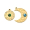 2Pcs 2 Styles Dyed Synthetic Turquoise and Malachite Pendants, Moon and Star Charms, with 304 Stainless Steel Settings, Golden, Flat Round: 17x15x3mm, Moon: 24x18.5x4mm, Hole: 1.6mm, 1pc/style