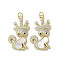 Brass Micro Pave Cubic Zirconia Pendants, Cadmium Free & Lead Free, with Shell, Deer, Real 18K Gold Plated, 28x18x4mm, Hole: 3mm