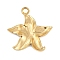 304 Stainless Steel Pendants, Flower Charm, Ion Plating(IP), Real 18K Gold Plated, 20x20x2mm, Hole: 2mm