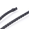 Round Folded Bolo Braided Imitation Leather Cord, Micro Fiber Leather Cord, Hemp Flower, for Bracelet & Necklace Making, Black, 3mm