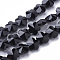 Transparent Glass Beads, Faceted, Plum Blossom, Black, 10x10x7mm, Hole: 1mm