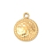 304 Stainless Steel Charms, Ion Plating(IP), Flat Round Charms, Real 14K Gold Plated, 14x11x2mm, Hole: 1.6mm