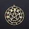201 Stainless Steel, Laser Cut, Flat Round with 12 Chinese Zodiac Signs, Golden, 37.5x35x1mm, Hole: 1.6mm