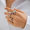 3Pcs Alloy Open Cuff Rings Kit for Women, Platinum, Inner Diameter: 16.5~18mm