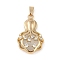 Brass Micro Pave Clear Cubic Zirconia Pendants, Cadmium Free & Nickel Free & Lead Free, Flower, Real 18K Gold Plated, 23x14.5x5.5mm, Hole: 2.5x3mm