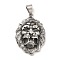 304 Stainless Steel Pendants, Lion Charms, Antique Silver, 46.5x32.5x11mm, Hole: 9x6mm