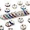 Brass Rhinestone Spacer Beads, Grade A, Wavy Edge, Silver Color Plated, Rondelle, Mixed Color, 7x3.2mm, Hole: 1mm