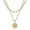 Real 18K Gold Plated Stainless Steel Paperclip Chains Double Layer Necklaces, Hexagon with Initial Letter Pendant Necklace, Letter B, 14.17 inch(36cm)