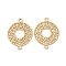 Rack Plating Brass Hollow Out Connector Charms, Long-Lasting Plated, Cadmium Free & Nickel Free & Lead Free, Donut Etched Metal Embellishments, Light Gold, 17x13x0.3mm, Hole: 1mm