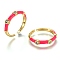 Brass Micro Pave Clear Cubic Zirconia Cuff Rings, Open Rings, with Enamel, Real 18K Gold Plated, Long-Lasting Plated, Hot Pink, US Size 7 1/4(17.5mm)