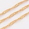 Ion Plating(IP) 304 Stainless Steel Singapore Chains, Water Wave Chains, Soldered, with Spool, Faceted, Golden, 2.5mm, about 32.8 Feet(10m)/roll