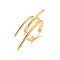 Brass Wire Open Cuff Rings, Cadmium Free & Lead Free, Real 18K Gold Plated, US Size 8 1/2(18.5mm)