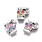 Alloy Enamel Letter Slide Charms, with Clear Cubic Ziconia, Cadmium Free & Lead Free, Initial Letters Style with Bowknot, Letter.P, P: 12.5x12.5x5.5mm, Hole: 1.5mm