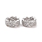 Brass Micro Pave Cubic Zirconia Spacer Beads, Cadmium Free & Nickel Free & Lead Free, Flat Round with Heart, Platinum, 8x3mm, Hole: 1.8mm