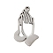 Non-Tarnish 304 Stainless Steel Pendants, Laser Cut, Stainless Steel Color, Praying Hands, 23x13.5x1mm, Hole: 1mm
