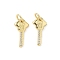 Brass Micro Pave Cubic Zirconia Pendants, with Jump Ring, Key, Lead Free & Cadmium Free, Long-Lasting Plated, Real 18K Gold Plated, Rack Plating, Clear, 15.5x7.5x1.5mm, Hole: 3.2mm