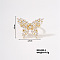 Butterfly Brass Micro Pave Cubic Zirconia Open Cuff Ring for Women, Simple Fashion Summer Personalized Colorful Ring