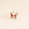 Butterfly Brass Glass Cuff Rings, Golden, Sienna, Inner Diameter: Adjustable