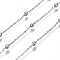 Tarnish Resistant 304 Stainless Steel Cable Chains, Satellite Chains, with Round Beads, Soldered, with Spool, Flat Oval, Stainless Steel Color, Link: 2x1.7x0.3mm, Beads: 3.3x3mm, about 82.02 Feet(25m)/roll