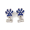 Rack Plating Alloy Rhinestone European Dangle Charms, Paw Print with Dog Bone Large Hole Pendants, Platinum, Capri Blue, 17.5mm, Bone: 7x8x2.5mm, Hole: 4.5mm