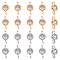 20Pcs 2 Colors Brass Pave Glass Connector Charms, Single Stone Flat Round Links, Platinum & Golden, 8x4x3mm, Hole: 1.2mm, 10pcs/color