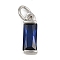 Brass with Cubic Zirconia Pendants, Rectangle Charms, with Jump Ring, Rack Plating, Long-Lasting Plated, Lead Free & Cadmium Free, Platinum, 12x4x3.5mm, Hole: 3.5mm