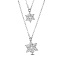 Brass Tiered Necklaces, Layered Necklaces, with Grade AAA Cubic Zirconia and Cable Chains, Snowflake, Platinum, 17.32 inch(44cm), Snowflake: 16.4x15mm and 12.7x11.1mm