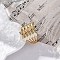 Brass Micro Pave Clear Cubic Zirconia Cuff Finger Rings, Heart Rings for Women, Long-Lasting Plated, Rack Plating, ead Free & Cadmium Free, Real 18K Gold Plated, Adjustable, 17mm