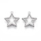 304 Stainless Steel Charms, Star Charm, Stainless Steel Color, 13x12x2mm, Hole: 1mm