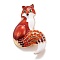 Rhinestone Fox Badge, Animal Alloy Enamel Lapel Pin for Backpack Clothes, Golden, Hyacinth, 54x37x7mm, Pin: 0.7mm