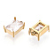 Ion Plating(IP) 304 Stainless Steel Charms, with Glass, Rectangle Charm, Real 18K Gold Plated, 11x7x5mm, Hole: 1.6mm