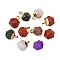 Natural & Synthetic Mixed Stone Charms, with Top Golden Plated Iron Loops, Star Cut Round Beads, Mixed Dyed and Undyed, 12x10x10mm, Hole: 1.8mm