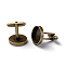 Brass Cuff Settings, Cufflink Findings for Apparel Accessories, Cadmium Free & Lead Free, Antique Bronze, Tray: 16mm, 27x18mm