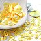 Rainbow Iridescent PVC Paillette/Sequins Beads & Links & Pendants, Mixed Shapes, Flower/Snowflake/Oval, Gold, 4~20x4~20x0.3~6mm, Hole: 0.8~4mm, about 131pcs/bag