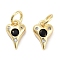 Brass Micro Pave Cubic Zirconia Charms, Cadmium Free & Nickel Free & Lead Free, with Jump Ring, Heart, Real 18K Gold Plated, Black, 10x6.5x2.5mm, Hole: 3mm