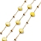 Ion Plating(IP) 304 Stainless Steel Handmade Beaded Chain, with Electroplated Glass, with Spool, Soldered, Real 18K Gold Plated, Flat Round, Yellow, 5.5x5.5x3.5mm, about 16.40 Feet(5m)/Roll