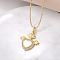 Brass Micro Pave Clear Cubic Zirconia Pendants Necklaces, Heart, Real 18K Gold Plated, 17.01 inch(432mm), Heart: 21.5x19mm