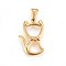 304 Stainless Steel Hollow Kitten Pendants, Cat with Bowknot Shape Shape, Golden, 22x15x3mm, Hole: 6x3mm