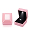 Rectangle Plastic Ring Storage Boxes, Jewelry Ring Gift Case with Velvet Inside and LED Light, Pearl Pink, 5.9x6.4x5cm